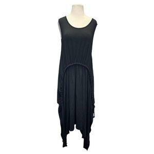 KEDEM SASSON Gray LAGENLOOK DRESS OS Stretch Tie Ruched Asymmetrical Sleeveless‎
